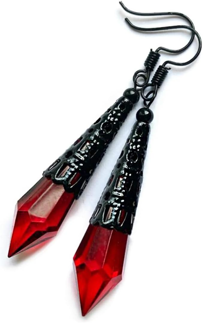 CSIYANJRY99 Goth Bat Crystal Earrings Vampire Accessories for Women Halloween Earring Gothic Jewelry Dangle Earrings Witch Victorian Vintage Dress Costume - Image 1